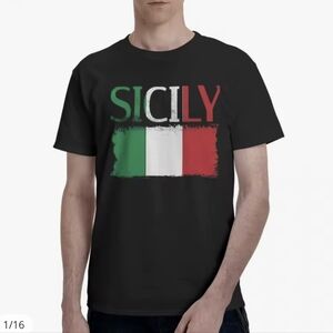 Sicily Graphic Men's T-Shirt 100% Cotton- Black Size XL New